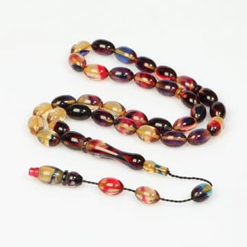 Alacalı Sıkma Kehribar Tesbih (7×11 mm) - 1