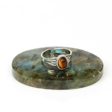 Kaplan Gözü Taşı Çelik Yüzük - Kararmaz - 1