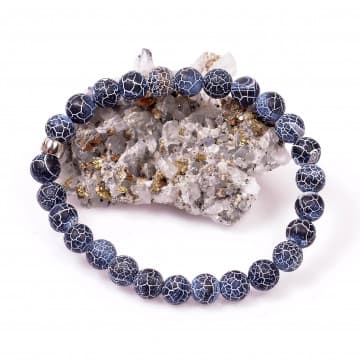 Akik Taşı Bileklik 8 mm - Mavi Siyah Crack Akik - 1