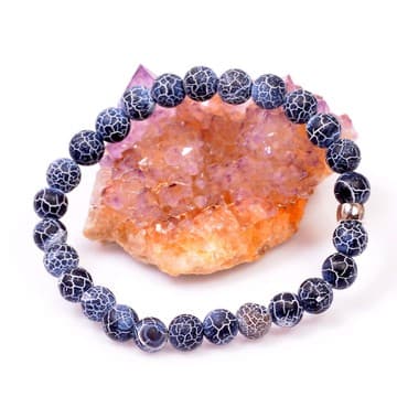 Akik Taşı Bileklik 8 mm - Mavi Siyah Crack Akik - 2