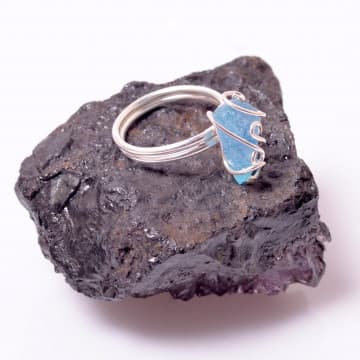 Akuamarin Taşı Ayarlamalı Yüzük - Ham Akuamarin - 1