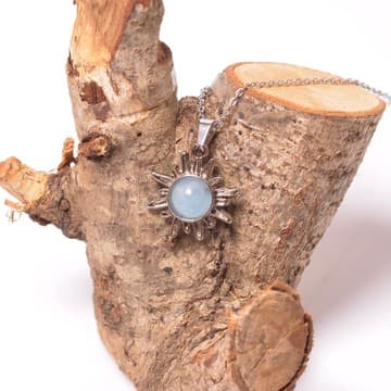 Akuamarin Taşı Güneş Kolye - 2