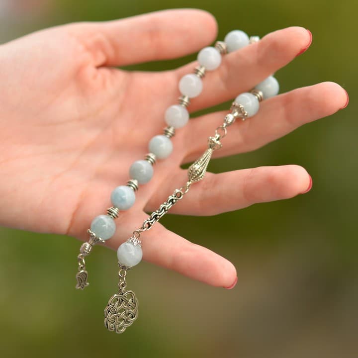 Akuamarin Taşı Zaza Tesbih -10 mm