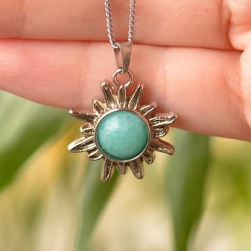 Amazonit Taşı Güneş Kolye - 2