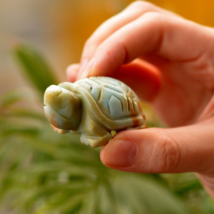 Amazonit Taşı Kaplumbağa Figürü