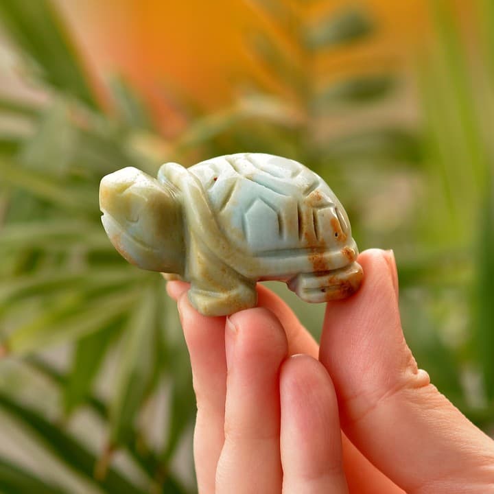 Amazonit Taşı Kaplumbağa Figürü
