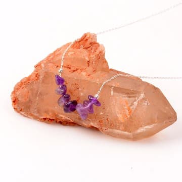 Ametist Taşı  Gümüş Kolye - Şekilsiz Taşlar - 1