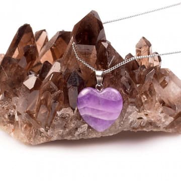 Ametist Taşı Kalp Kolye - Küçük Boy - 1