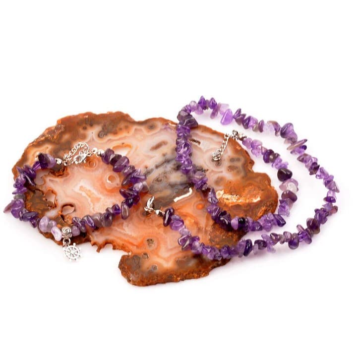 Ametist Taşı Kolye ve Bileklik Seti