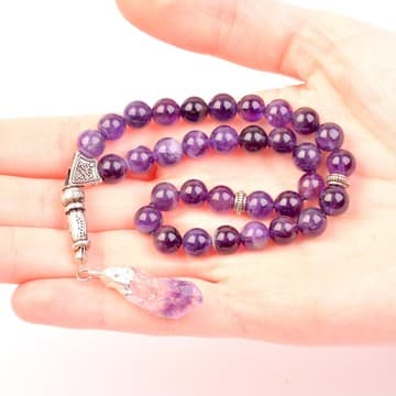 Ametist Taşı Tesbih (8 mm) - Ametist Taşı Püsküllü - 1