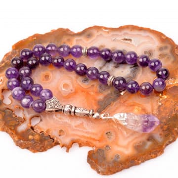 Ametist Taşı Tesbih (8 mm) - Ametist Taşı Püsküllü - 2