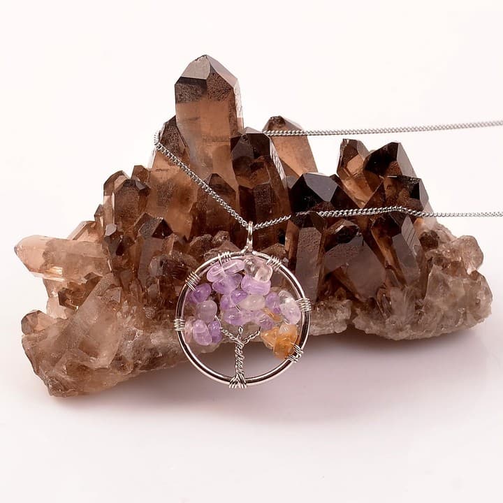 Ametrin Taşı Kolye - Hayat Ağacı