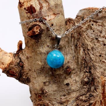 Apatit Taşı Çelik Kolye - 10 mm - 1