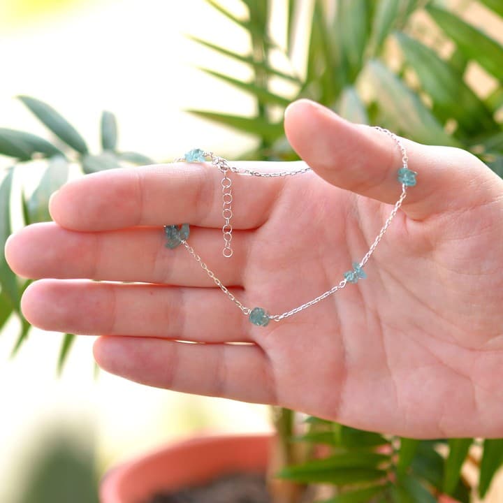 Apatit Taşı Gümüş Halhal