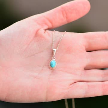 Arizona Turkuaz Taşı Gümüş Kolye - Boyasız Turkuaz - 2