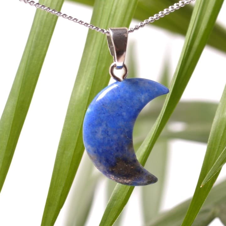 Ay Şeklinde Lapis Lazuli Taşı Kolye - Küçük boy