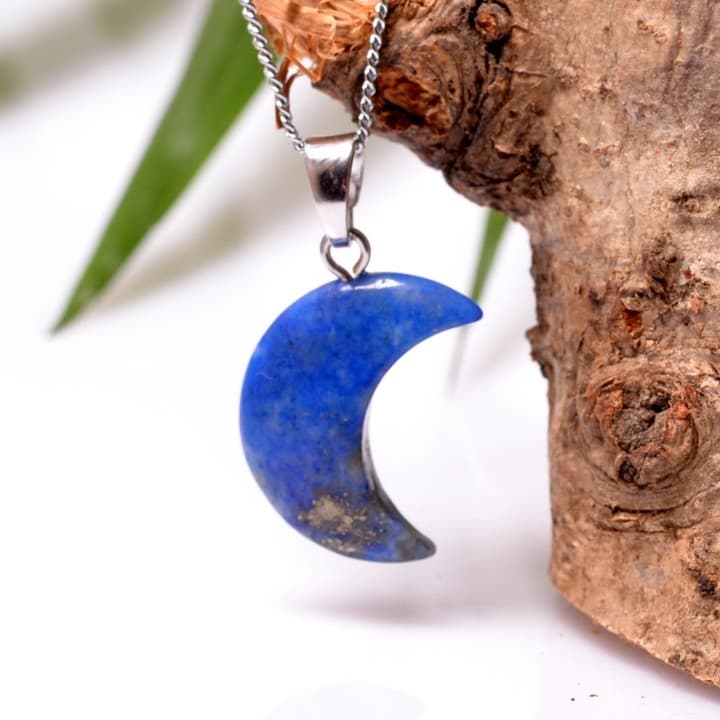 Ay Şeklinde Lapis Lazuli Taşı Kolye - Küçük boy