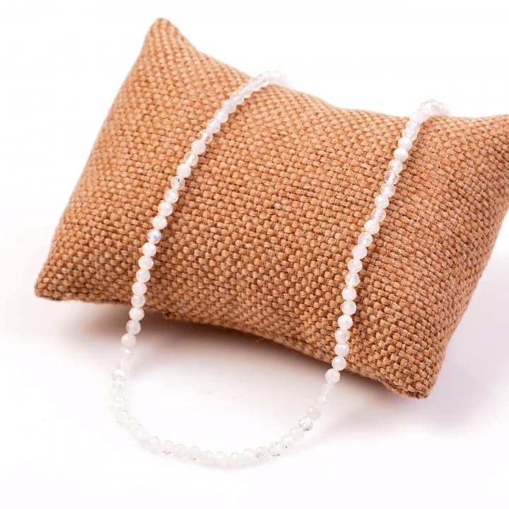 Ay Taşı Dizi Kolye - 4 mm (Faset Kesim)