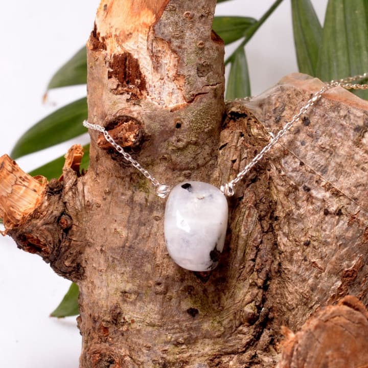 Ay Taşı Gümüş Kolye - Şekilsiz Ay Taşı