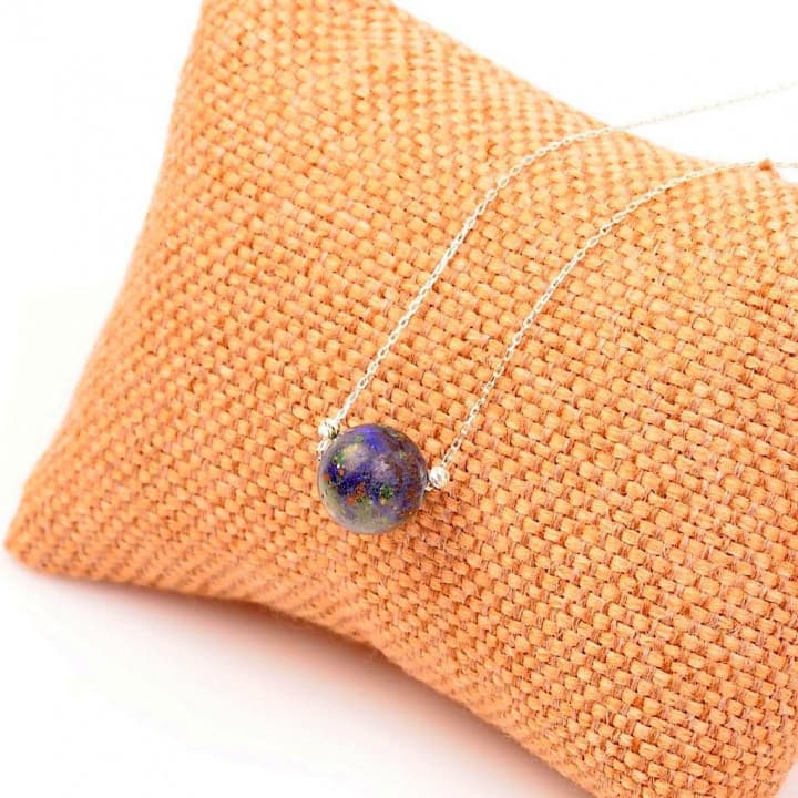 Azurit Taşı Gümüş Kolye