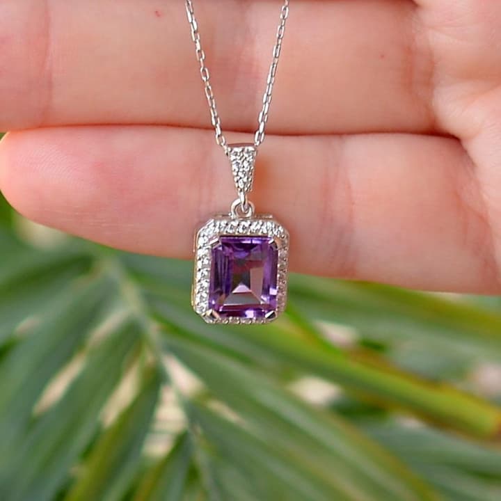 Baget Kesim Ametist Taşı Gümüş Koye - Taşlı