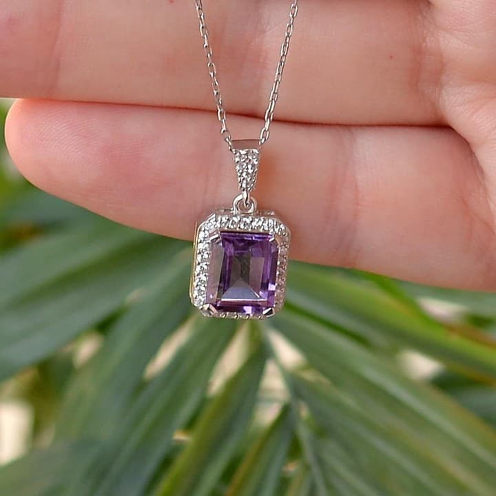 Baget Kesim Ametist Taşı Gümüş Koye - Taşlı