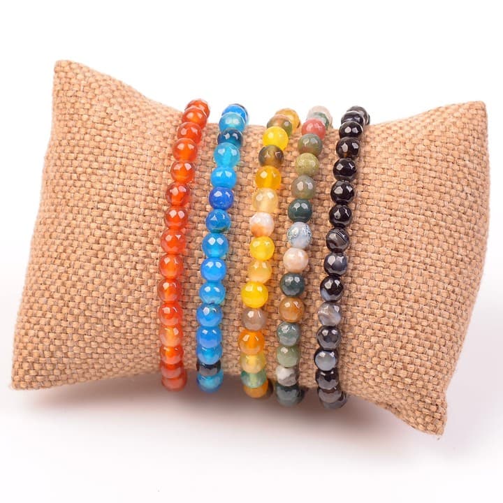 Beş Adet Akik Taşı Bileklik / 6 mm