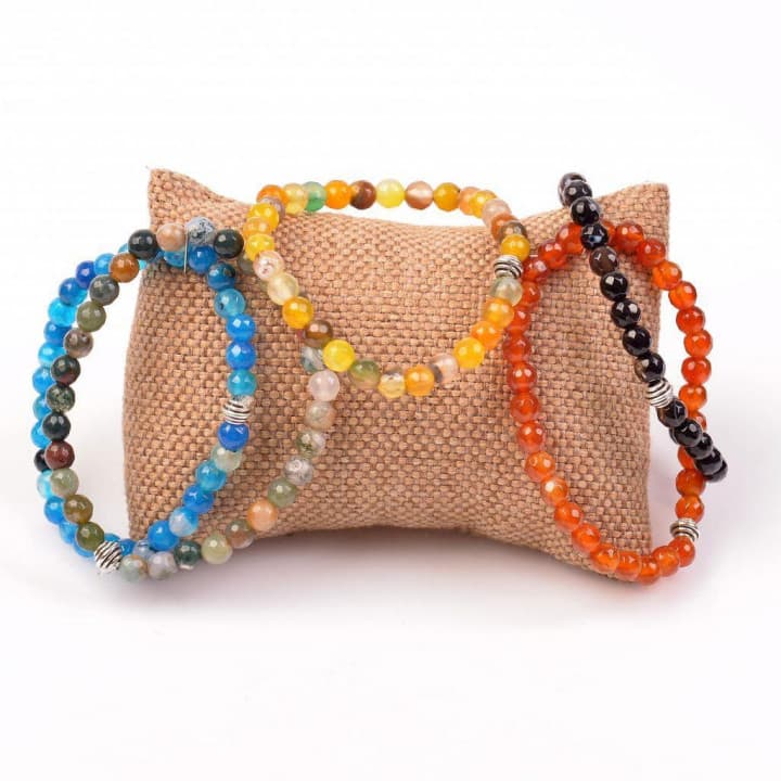 Beş Adet Akik Taşı Bileklik / 6 mm