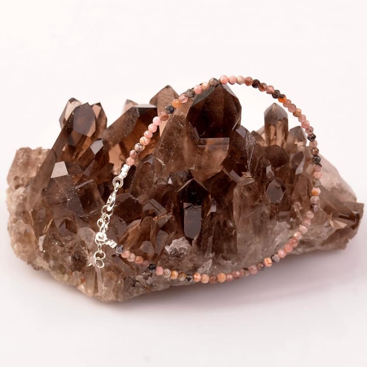 Çok İnce Rodokrozit Taşı Gümüş Bileklik - 3 mm