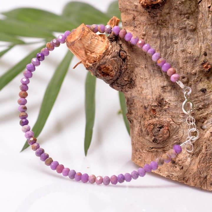 Fosfosiderit Taşı Gümüş Bileklik - 3,5 mm