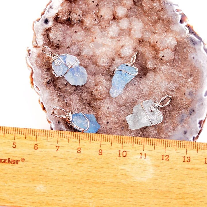 Ham Akuamarin Taşı Gümüş Kolye