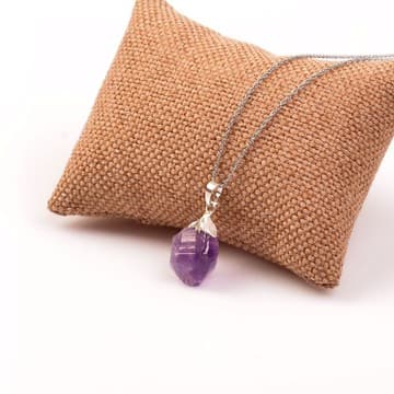 Ham Ametist Taşı Kolye - 1