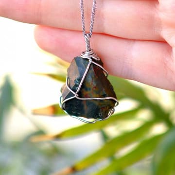 Ham Kan Taşı Kolye - Tel Sargılı - 1