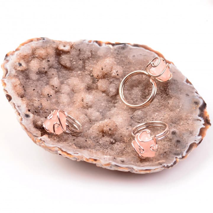 Ham Pembe Kuvars Taşı Yüzük - Ayarlamalı