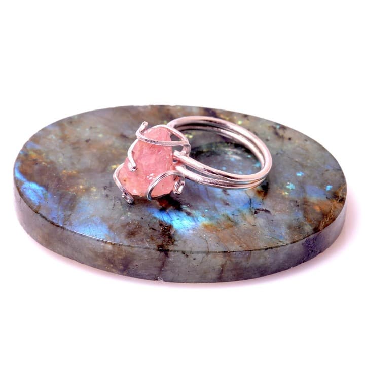 Ham Pembe Kuvars Taşı Yüzük - Ayarlamalı