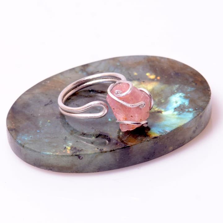 Ham Pembe Kuvars Taşı Yüzük - Ayarlamalı