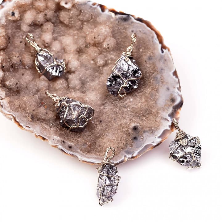 Ham Terahertz Taşı Kolye - Tel Sargılı Titreşim Taşı