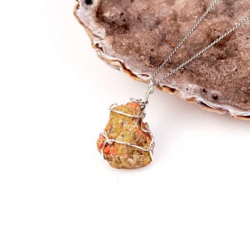 Ham Unakit Taşı Kolye - Tel Sargılı - 1