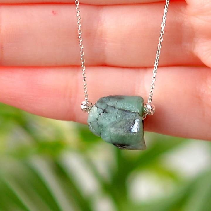 Zümrüt Taşı Gümüş Kolye - Küçük Boy