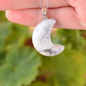 Havlit Taşı Ay Şeklinde Kolye - 1