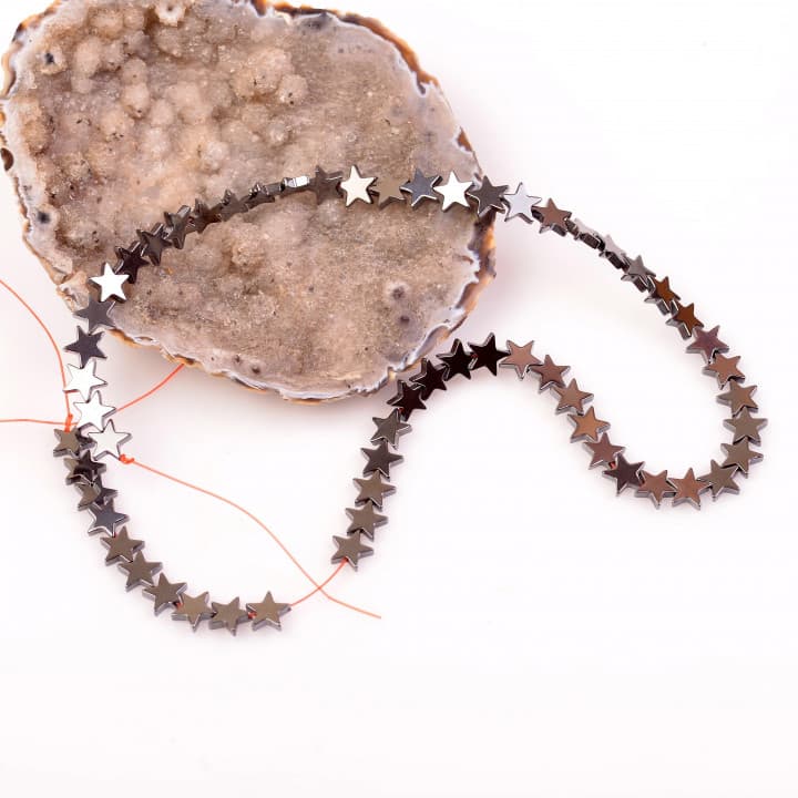 Hematit Taşı Yıldız Şeklinde Dizi - 8 mm