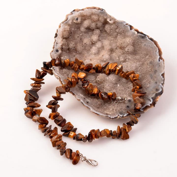 Kaplan Gözü Taşı Şekilsiz Kolye