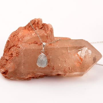 Labradorit Taşı Gümüş Kolye - Küçük Boy - 2