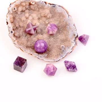 Lepidolit Taşı Geometrik Set - Kese Hediyeli - 1