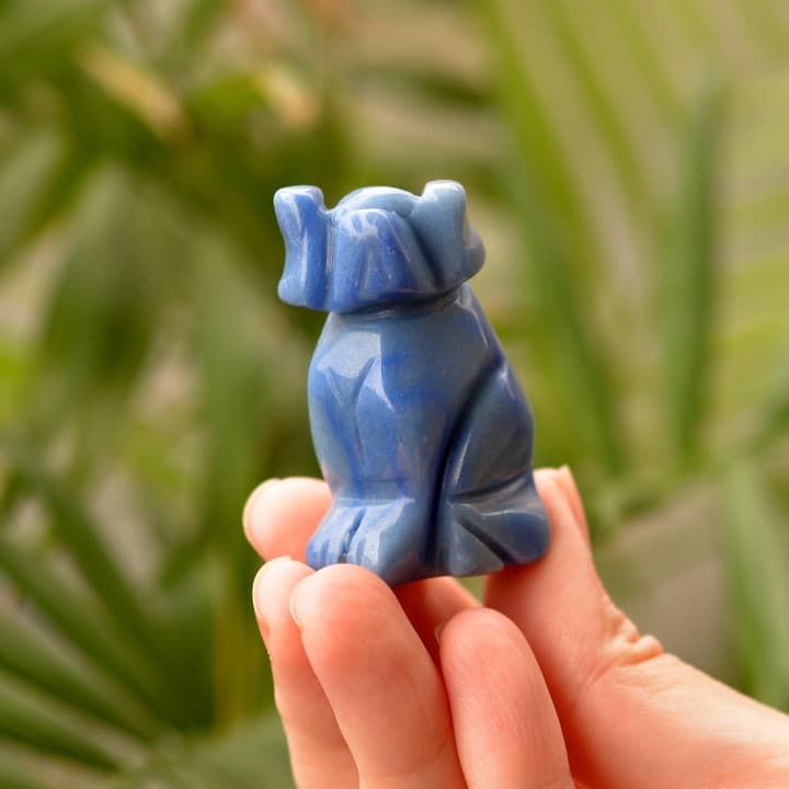 Mavi Aventurin Taşı Köpek Şeklinde Obje