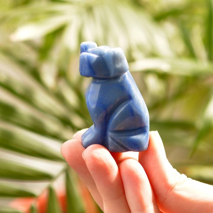 Mavi Aventurin Taşı Köpek Şeklinde Obje