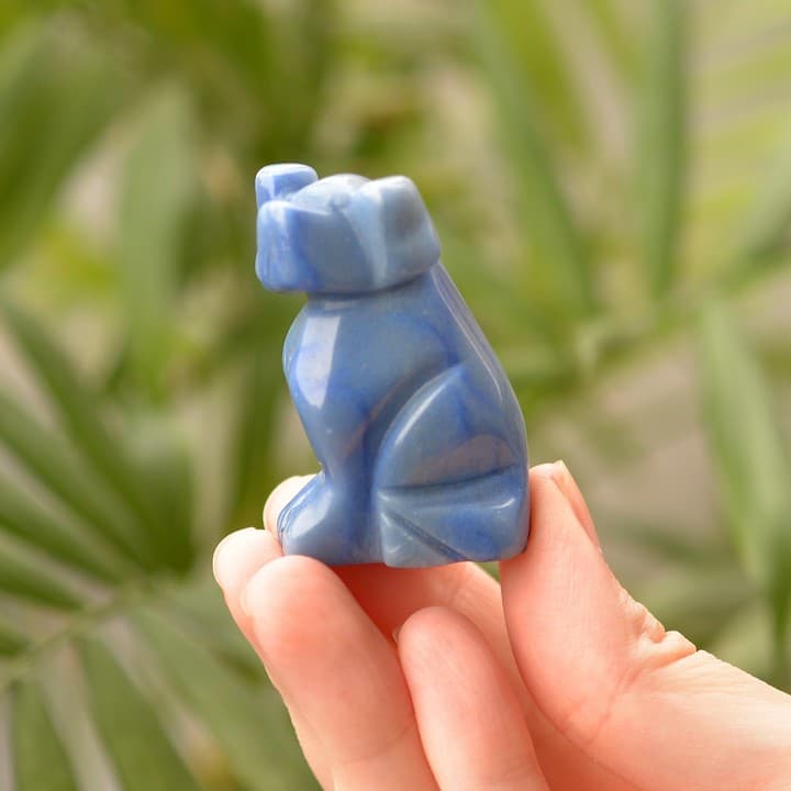 Mavi Aventurin Taşı Köpek Şeklinde Obje