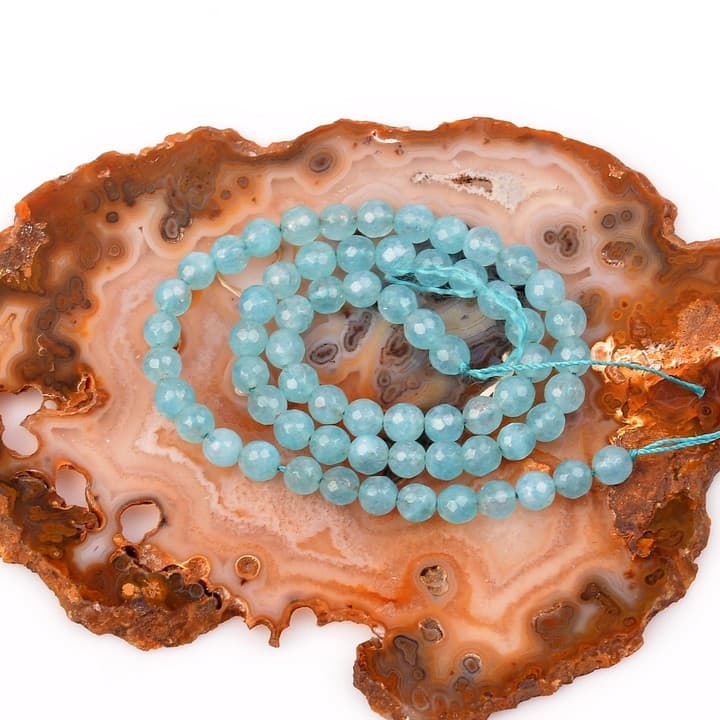 Mavi Kuvars Taşı Dizi ( 6 mm ) - Faset Kesim -