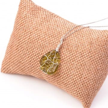 Moldavit Taşı Gümüş Kolye - 1