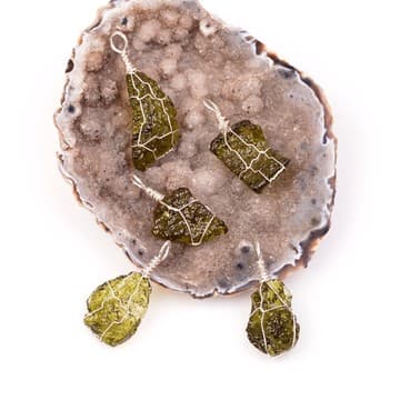 Moldavit Taşı Gümüş Kolye - 2